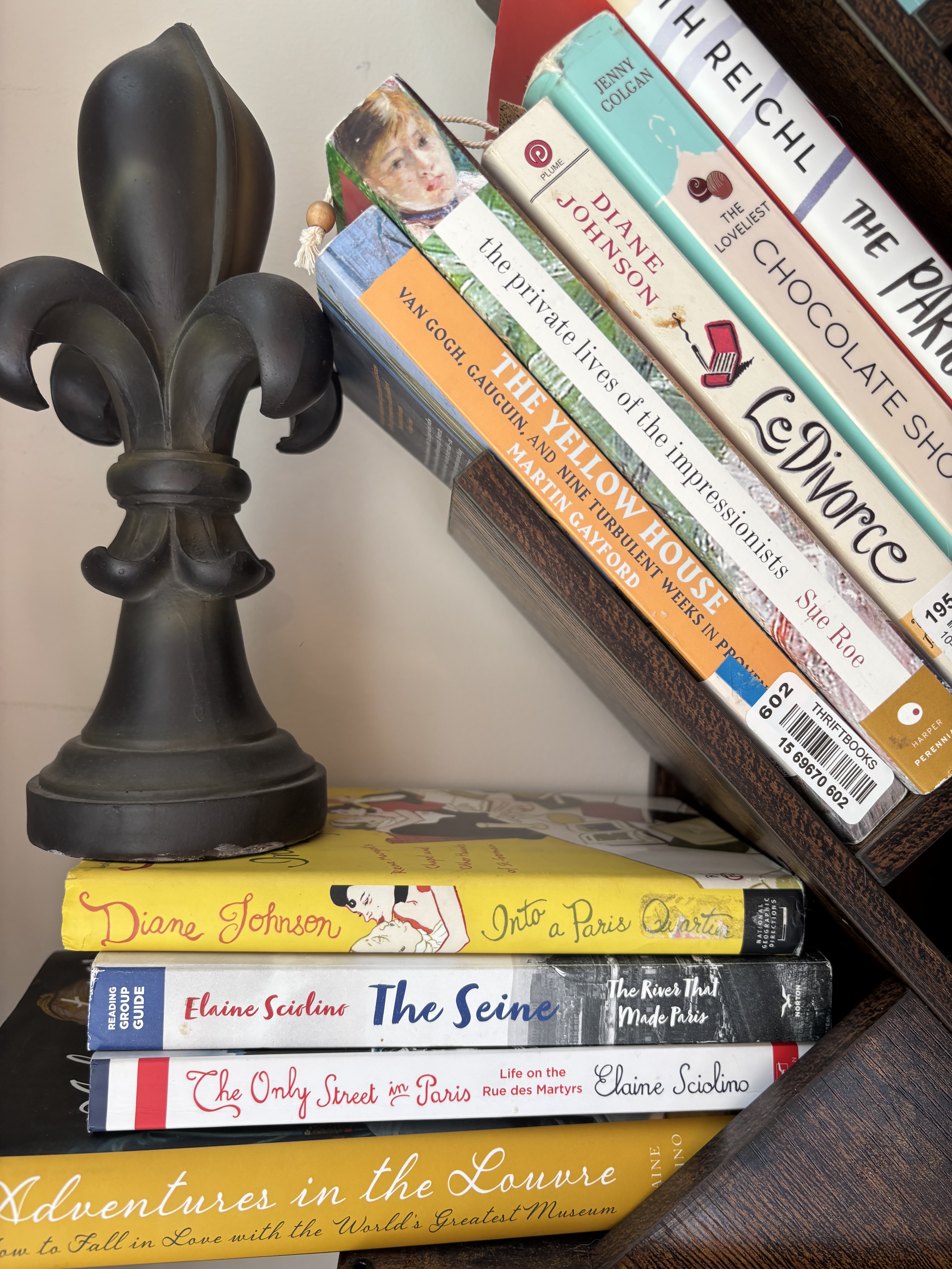 france-based books on a bookshelf