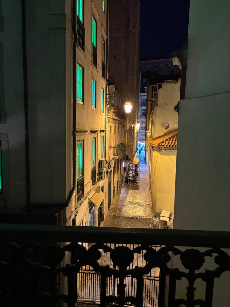 night view from balcony at gat rossio room